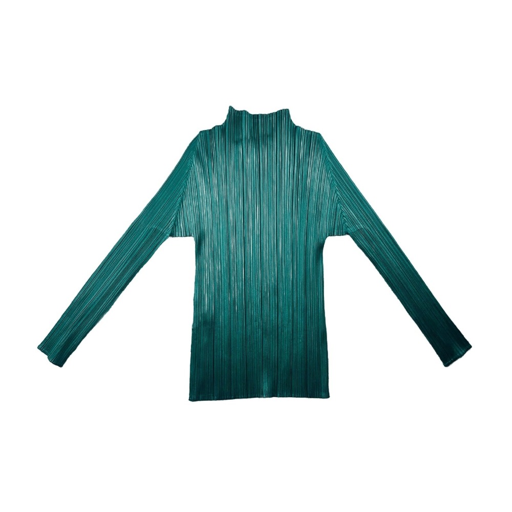 Pleats Please Issey Miyake Top Women 4 Green Monthly Colors High Neck Luxury